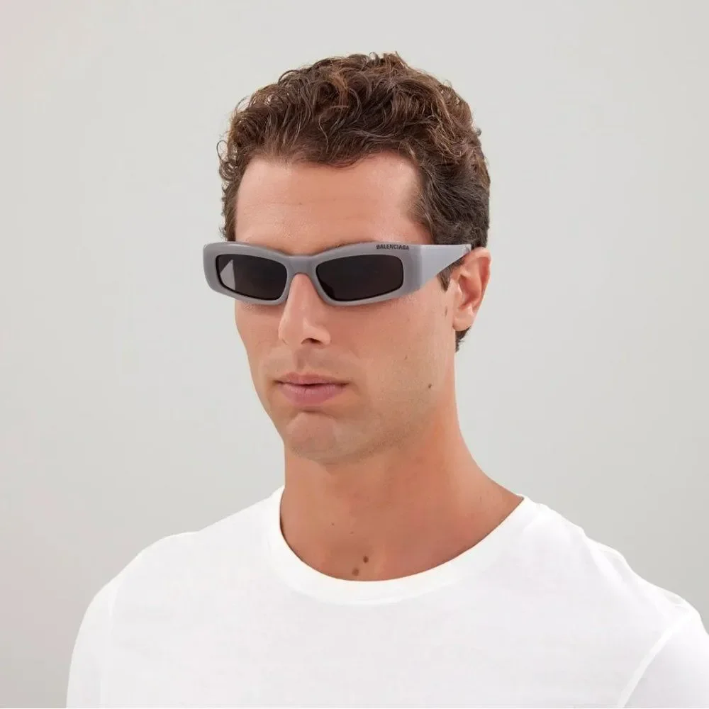 Balenciaga BB0266S 003 Sunglasses Grey Rectangle Unisex